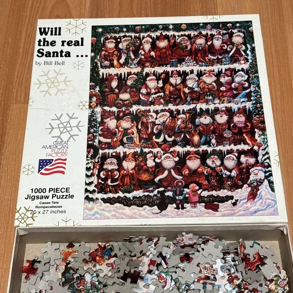 1993 Will The Real Santa Please 1000 Piece Puzzle Great American Puzzle Factory - Picture 2 of 8